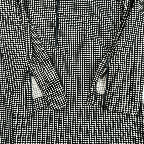 Jonathan Simkhai Houndstooth Corduroy Mini Dress Zipper Mesh Panels Black XS - Picture 12 of 16